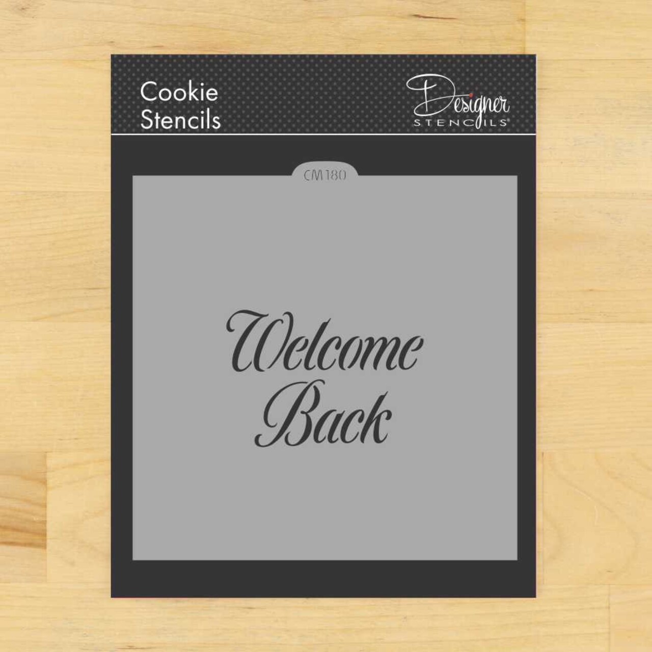 Welcome Back Cookie & Craft Stencil | CM180 by Designer Stencils | Cookie Decorating Tools | Baking Stencils for Royal Icing, Airbrush, Dusting Powder | Craft Stencils for Canvas, Paper, Wood | Reusable Food Grade Stencil